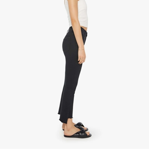 Mother Insider Crop Step Fray Hem Bootcut Jeans in Not Guilty Black 24 - Picture 6 of 16